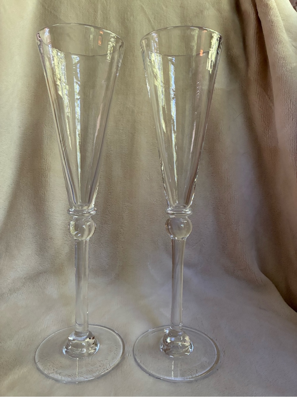 Simon Pearce Clear Crystal Fluted Champagne Glasses, Pair